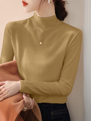 秋冬2025新款高级半高领修身长袖打底衫女装内搭慵懒绝美针织毛衣