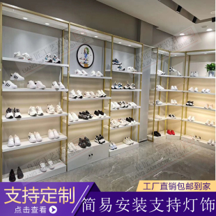 店鞋 架店铺商用鞋 子展示架男女童鞋 柜 鞋 包包落地式 货架带灯实木鞋