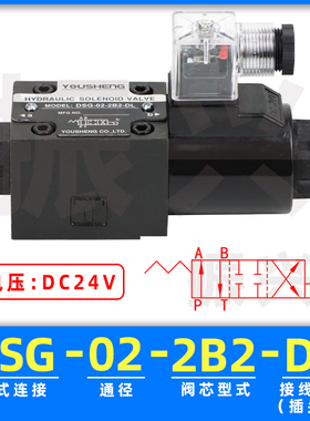 液压电磁阀DSG-02-2B2/2B8/2B3B单头24V/A220V二位四通液压换向阀