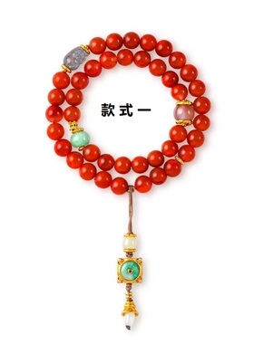 现货天然南红玛瑙手串女转运珠翡翠蜜蜡多圈手链设计感平安扣吊坠