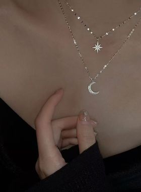 新款百搭星星月亮项链女小众设计ins高级感锁骨链超仙送女友礼物