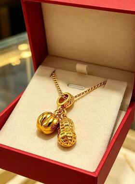 金店同款仿真沙金色花生柿子吊坠项链吉祥如意好事发生饰品送礼物