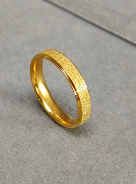 金店同款仿真网红金色磨砂款超爆闪满天星轻奢素圈戒指饰品送礼物