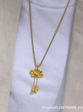 金店同款金色莲花仿真锁骨项链轻奢高颜值百搭小众送女友礼物饰品