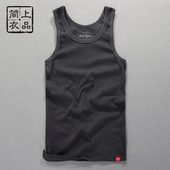 背心夏新款 修身 弹力纯棉纯色运动棉背心磨毛柔软打底无袖 男士 汗衫