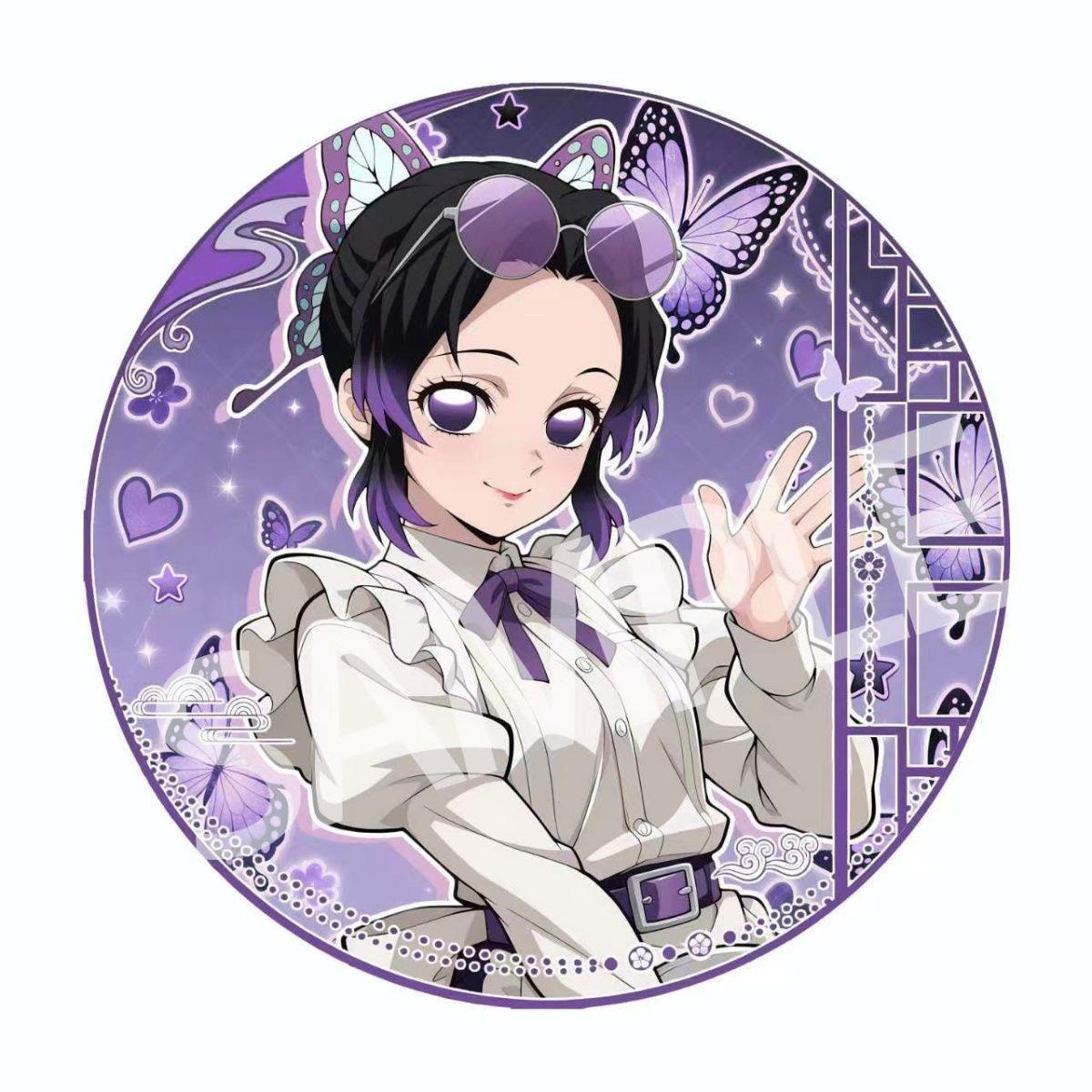 【日谷正版】鬼灭之刃眼镜咖啡馆虫蛀蝴蝶忍徽章吧唧周边动漫谷子 - 实物图