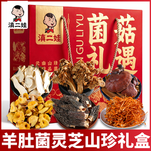 滇二娃云南羊肚菌灵芝菌菇包山珍菌汤包山珍干货食材年货送礼礼盒