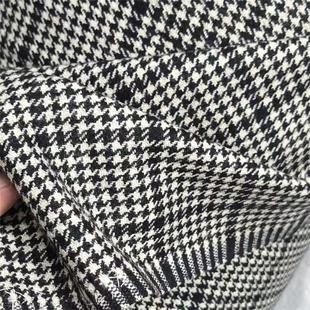 手工diy马甲裤 服装 子仿羊绒粗纺毛呢布料 中厚黑白千鸟格面料 经典