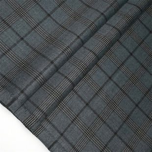 意大利烟灰格子高级定制毛料布料 精纺面料 西装西裤高级定制面料