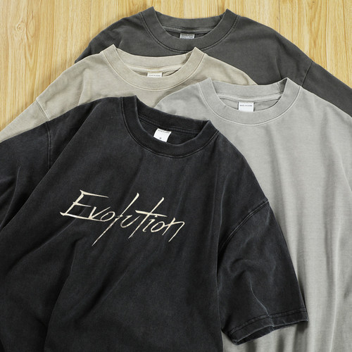 谢霆锋同款纯棉水洗做旧短袖T恤