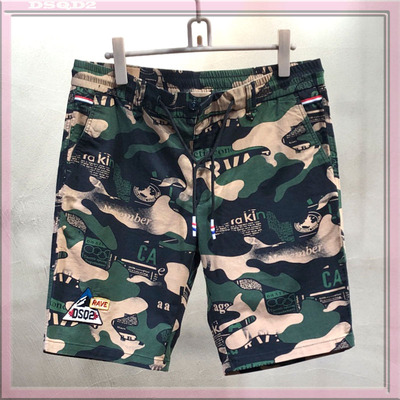 花裤五分裤直筒印花纯棉休闲裤男