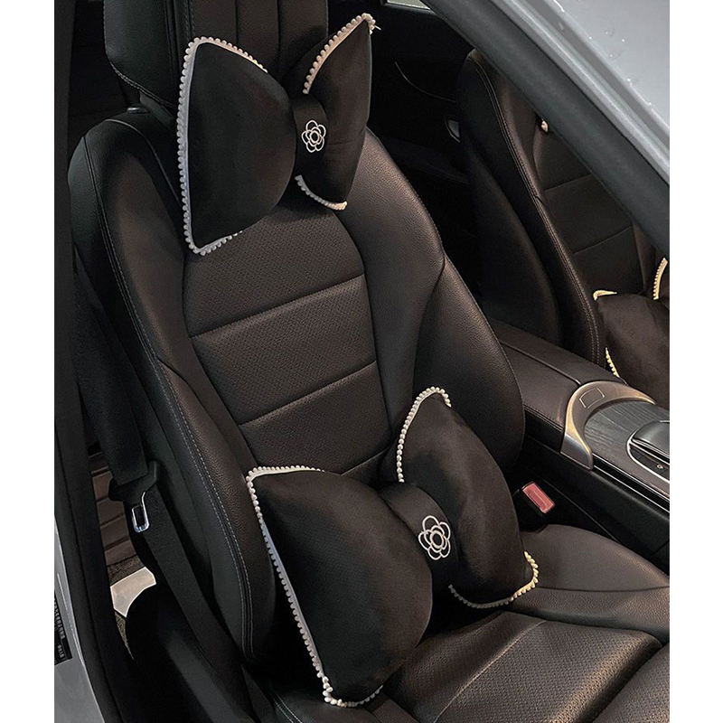 腰靠汽车护腰靠垫腰垫冰丝山茶花座椅腰托车内靠枕车载头枕护颈枕