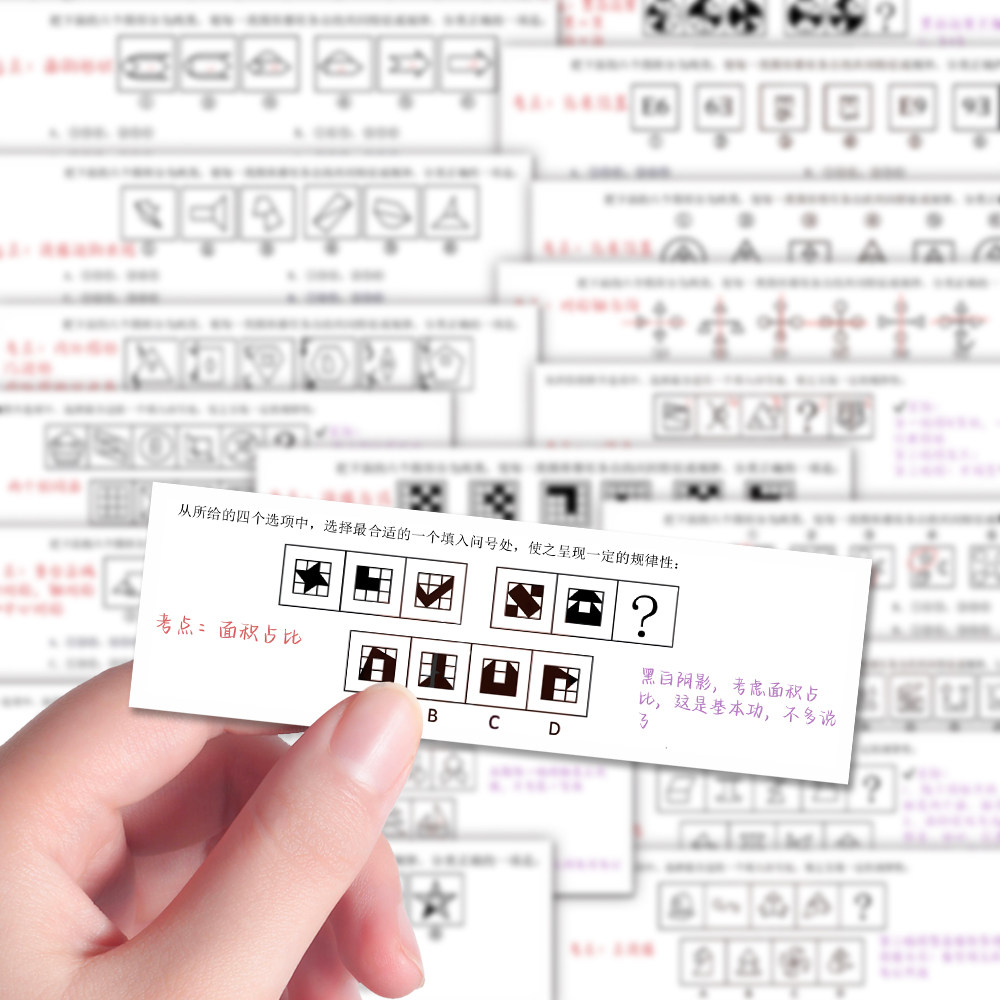 100张图形推理贴纸考公几何测试题参考装饰笔记本iPad贴画防水