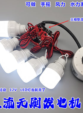 220V无刷电机 diy水力发电 风力发电 静音马达 无刷手摇发电机