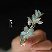 水仙花朵发夹掐丝布绒边夹侧边新中式 后脑勺2025新款 少女日常头饰