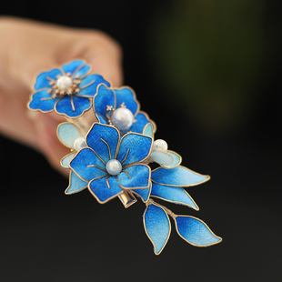 非遗掐丝古风花朵汉服头饰明制后压发饰旗袍秀禾古风头饰花朵发夹