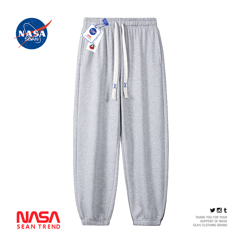 NASA联名灰色卫裤男春秋夏季潮牌运动裤宽松百搭束脚裤休闲长裤子