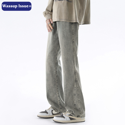 WASSUP ISSUE美式牛仔裤男款夏季潮牌高街复古修身微喇休闲裤子男