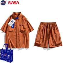 男女翻领polo衫 短袖 情侣运动服两件套潮 T恤休闲套装 NASA联名夏季
