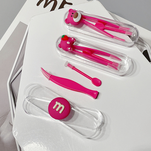 中号夹子～玫红色可爱熊草莓可爱近视隐形镜佩戴工具镊子吸棒吸盘