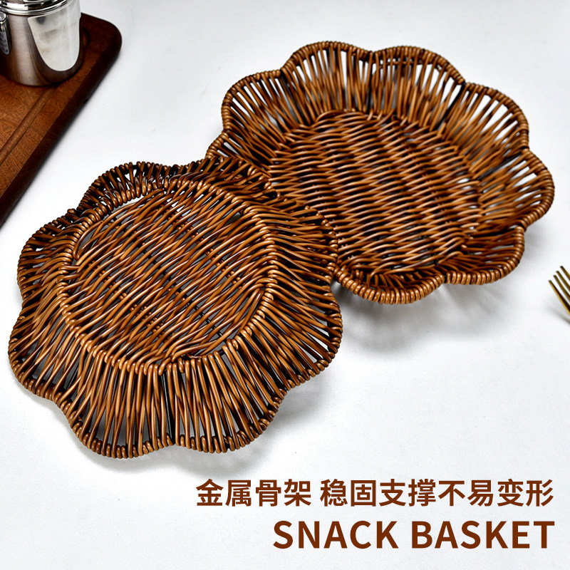 仿藤手工编织篮子油炸小吃盘馒头面包点心糖果零食篮复古厨房家用,餐饮具,果盆/果盘/果篮,淘宝优惠券,粉丝福利购,淘宝优惠卷