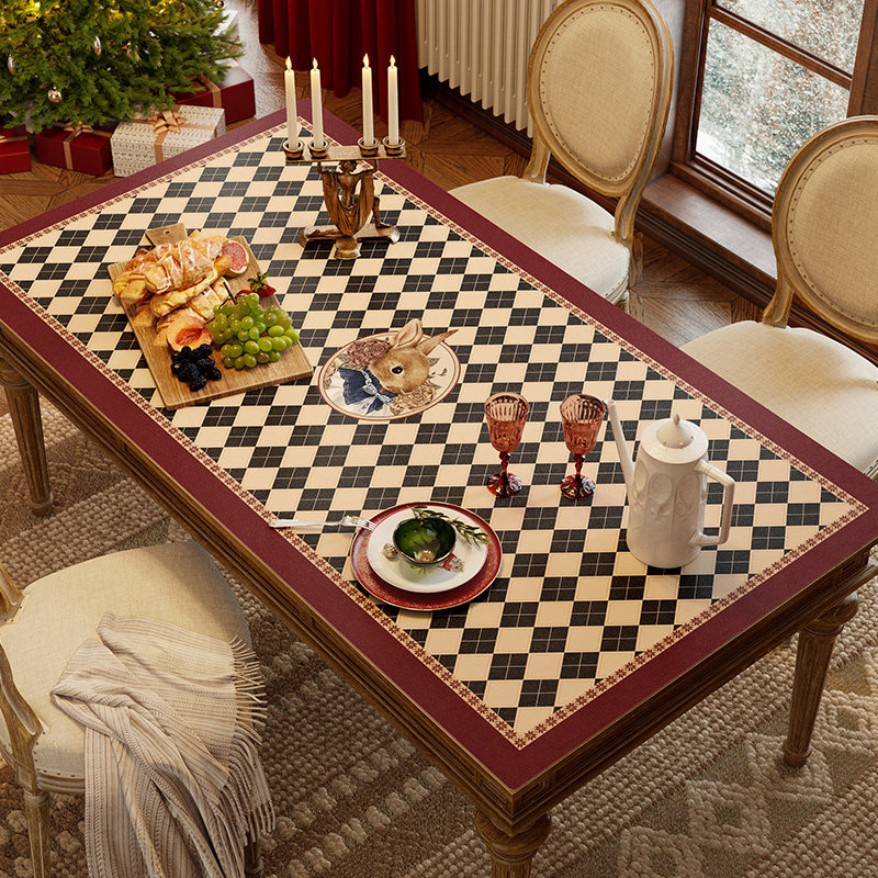 范居态度萌兔赐福皮革桌垫美式复古轻奢防油防烫免洗垫子高级感,居家布艺,桌布,淘宝优惠券,粉丝福利购,淘宝优惠卷