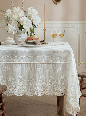 范居态度法式白色蕾丝餐桌布轻奢小清新氛围感ins风台布盖布合集