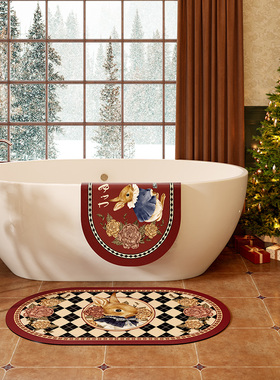 范居态度萌兔赐福浴室地垫吸水垫卫生间防滑脚垫进门门垫速吸垫子