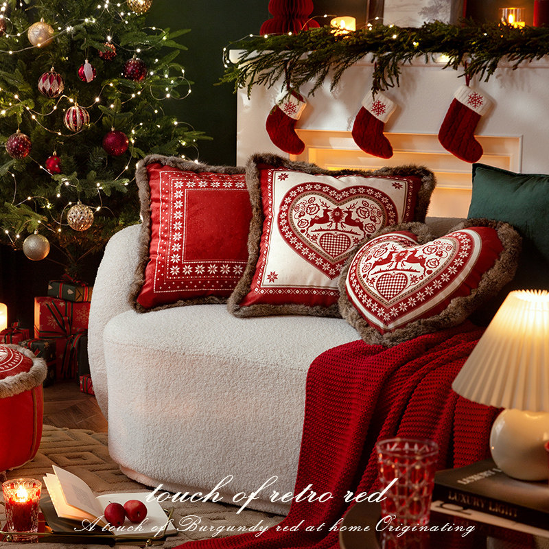 范居态度茹伊新年红色沙发抱枕爱心节日送礼氛围感圣诞靠枕圆柱枕,居家布艺,靠垫/抱枕,淘宝优惠券,粉丝福利购,淘宝优惠卷