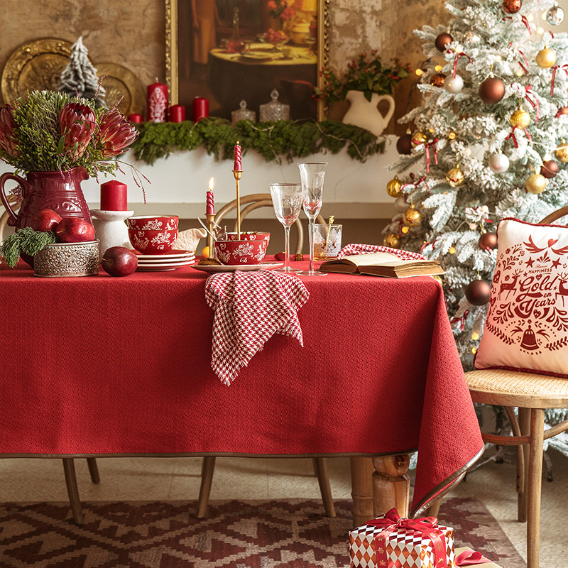 范居态度红色圣诞氛围桌布