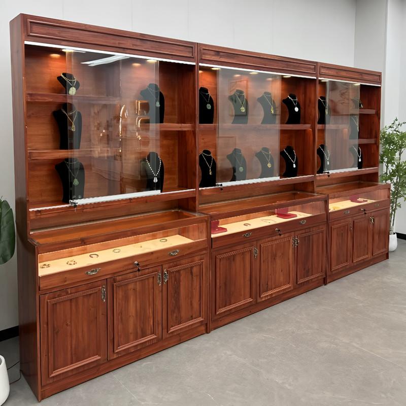 实木珠宝展示柜翡翠玉器首饰展柜古董收纳陈列玻璃柜台饰品柜直销