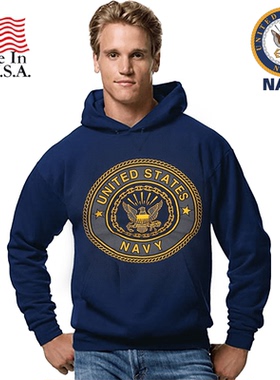 美产军版NAVY Soffe战术抓绒卫衣卫裤连帽衫深蓝色反光训练服圆领