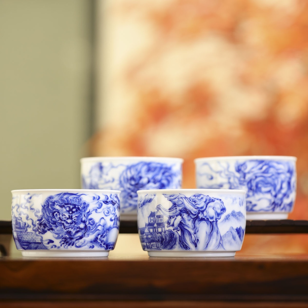 九段烧九段妙手四品四慧套杯高档茶器套装陶瓷单杯主人杯三大名窑