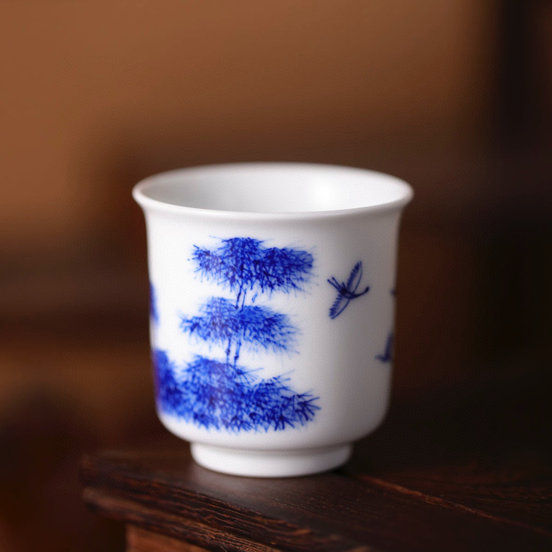 九段烧-妙手青花竹报平安闻香杯