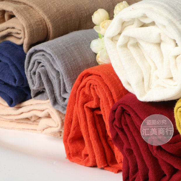 素色 纯色双竹节全亚麻棉麻绉布 麻棉绉布 茶席装饰棉麻围巾布料