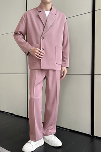 轻熟风抖音直播秋季西服套装宽松免烫西装男TZ9901-P175控299图片