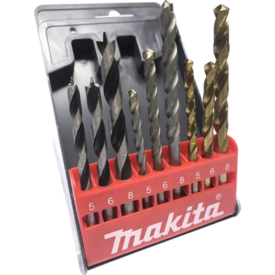 牧田原装金工钻头9支套装手电钻麻花钻冲击钻头木工石工D-16405