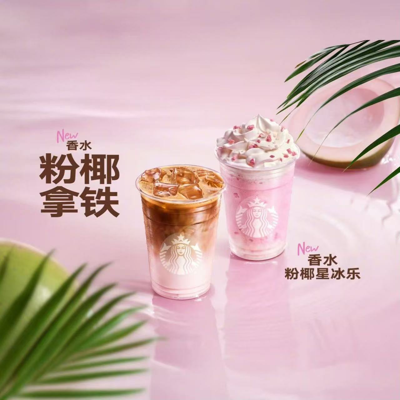 星巴克新品香水粉椰拿铁星冰乐四重芝士巴斯克芋兔抱星蛋糕代下单