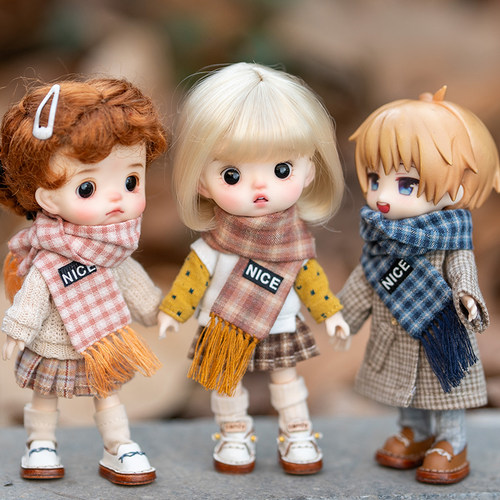 ob11围巾饰品格子围巾Molly p9gsc1/12分bjd娃衣配件关节体娃用