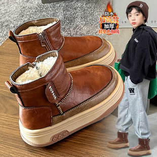 官网C&K男童雪地靴防水加厚2026新款春季儿童保暖大棉鞋加绒男孩