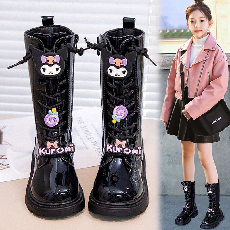 官网C&K儿童靴子女童长筒马丁靴2026新款春季黑色女孩皮靴英伦风