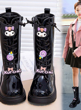 官网C&K儿童靴子女童长筒马丁靴2026新款春季黑色女孩皮靴英伦风