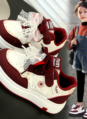 官网C&K红色板鞋女童鞋子2026新款春季软底儿童运动鞋休闲小女孩