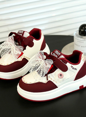 官网C&K红色女童鞋子2026新款春季儿童新年公主运动板鞋女孩软底