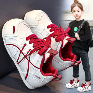 官网C&K红色女童鞋2026新款春季儿童运动小白鞋软底板鞋女孩休闲