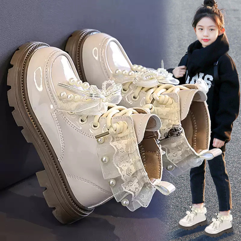 官网C&K女童马丁靴2025新款秋冬季英伦风儿童公主靴女孩白色短靴