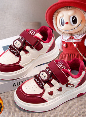 官网C&K儿童棉鞋红色女童鞋子2025新款冬季加绒保暖运动冬鞋女孩