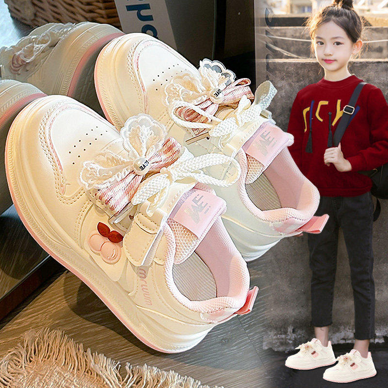 官网C&K女童鞋子板鞋2026新款春季学生小白鞋皮面软底女孩运动鞋