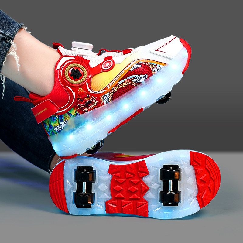 儿童暴走鞋2026新款四轮溜冰鞋男童闪灯可收带轮子运动男孩轮滑鞋