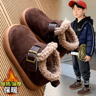 官网C&K男童雪地靴冬季新款儿童加绒勃肯短靴男孩防滑保暖大棉鞋